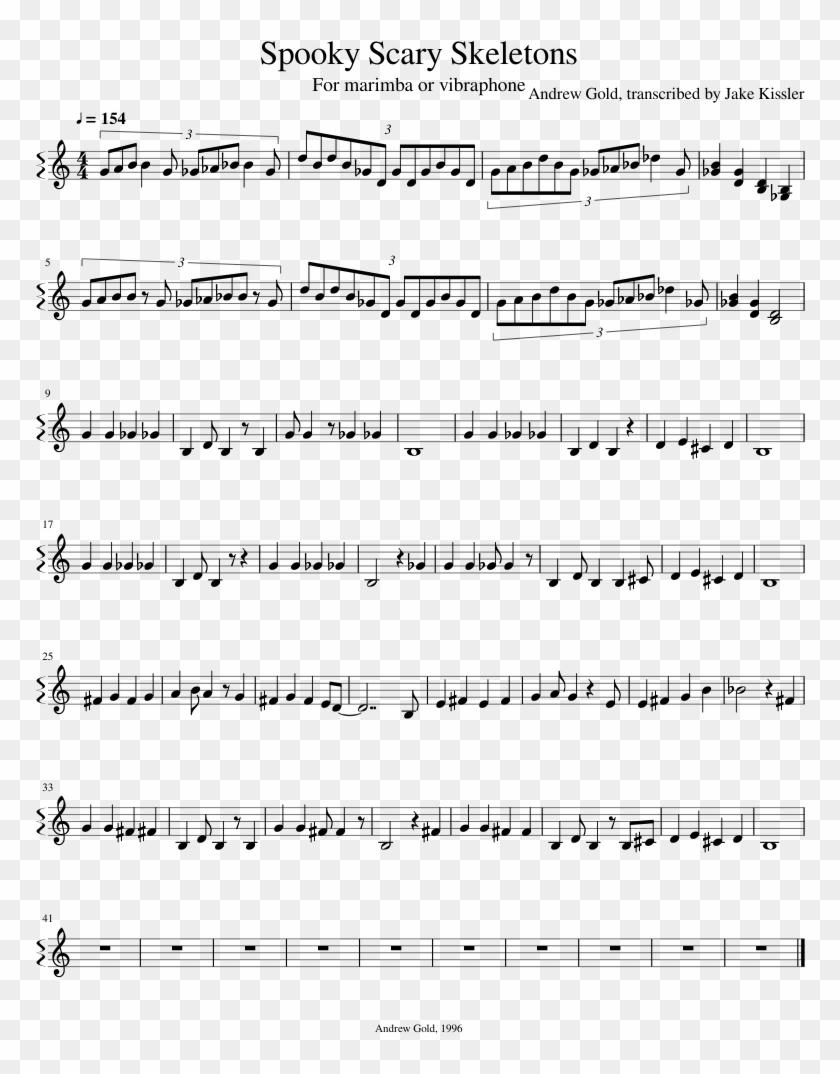 Spooky Scary Skeletons Sheet Music Composed By Andrew Jingle Bell Rock Partitura Violin Hd Png Download 850x1100 1969855 Pngfind