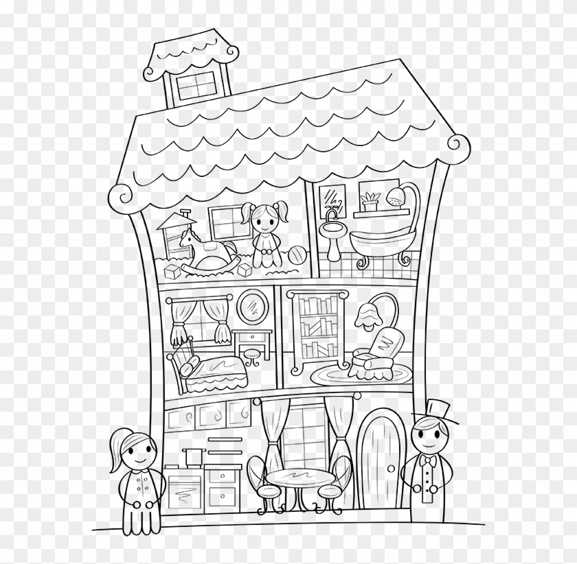 Dollhouse Coloring Page - Dollhouse Coloring Pages, HD Png Download