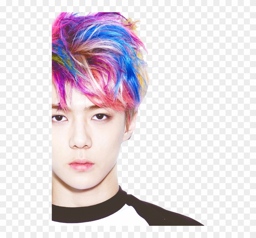 Exo Maknae Oh Sehun Sehun Rainbow Hair Hd Png Download