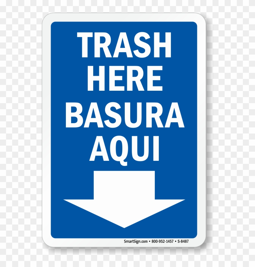 Bilingual Trash Here Sign Hd Png Download 568x800 Pngfind
