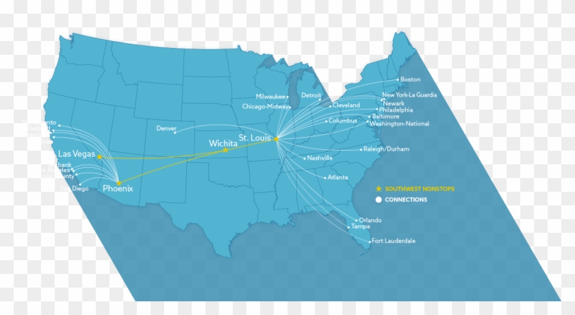 Southwest Routes - 204 2043092 Southwest Airlines Route Map Transparent Background Atlas Hd