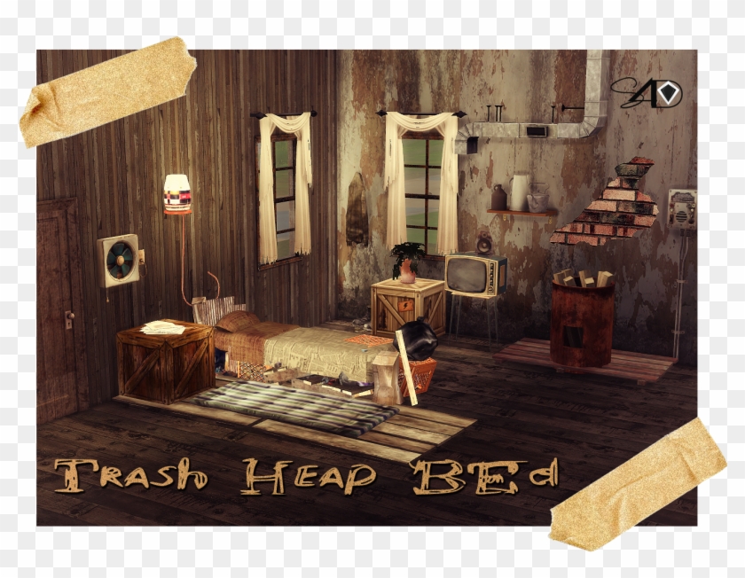 3t4 Trash Heap Bed Sims 4 Cc Old Bed Hd Png Download 1379x1027 2047100 Pngfind
