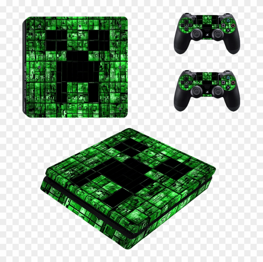 Ps4 Slim Skin Minecraft Green Creeper Face Ps4 Skins Minecraft Hd Png Download 696x758 811 Pngfind