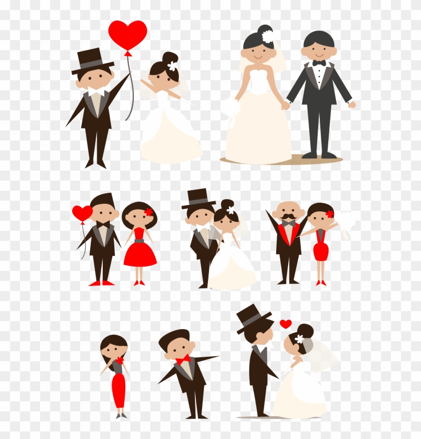 Cartoon Couple Clip Art Hand Drawn Bride - Bride And Groom Png, Transparent  Png - 628x844(#212305) - PngFind