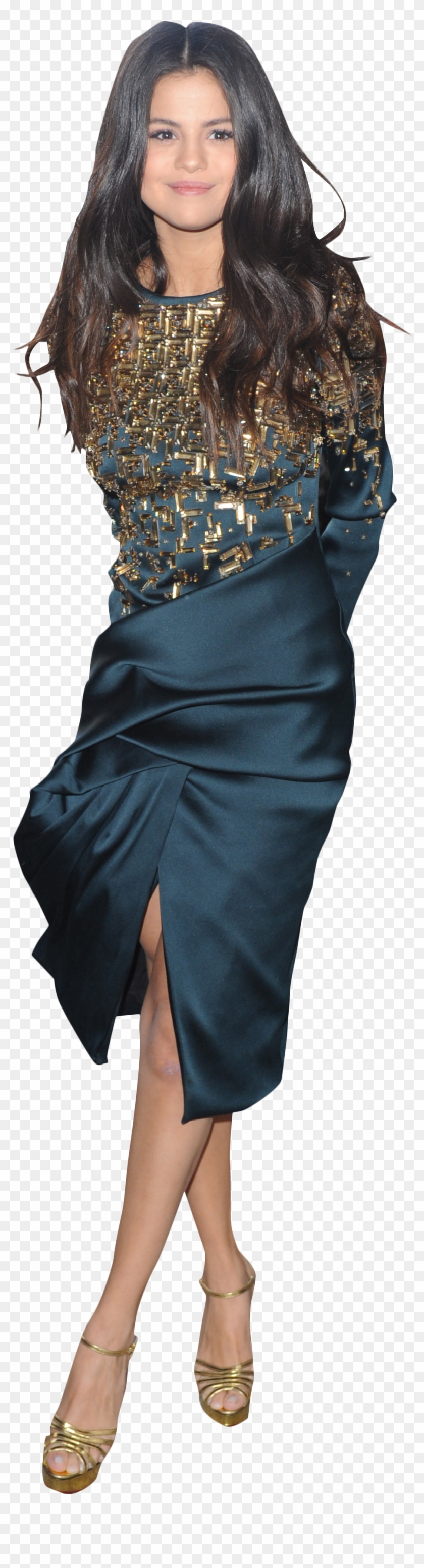 Selena Gomez Blue Dress - Pencil Skirt, HD Png Download - 2228x3816 ...
