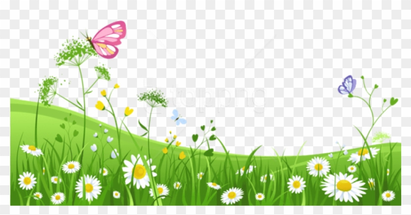 Free Png Download Grass With Butterfliespicture Png - Garden Clipart,  Transparent Png - 850x457(#2107019) - PngFind