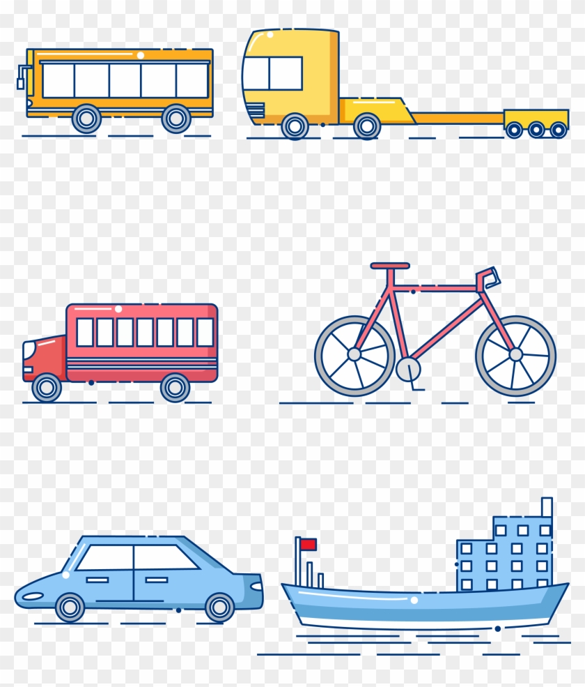 Transportation Cartoon Equipment Bus Bicycle Png And, Transparent Png -  3072x4108(#2224401) - PngFind