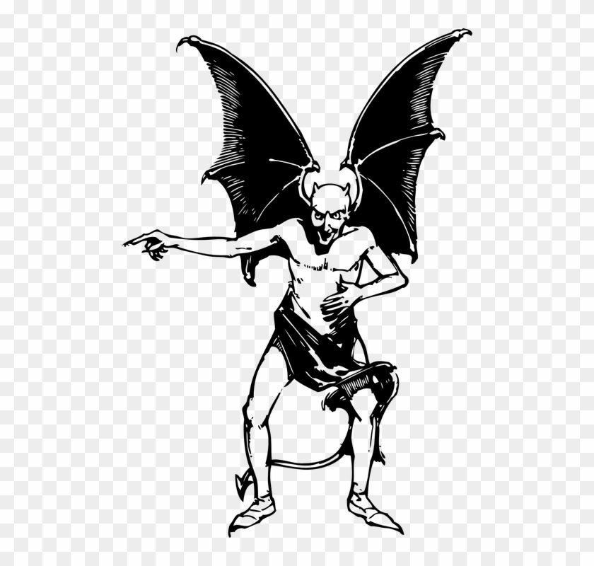 Devil Wings Horns Pointing Evil Demon Satan Devil Clip Art