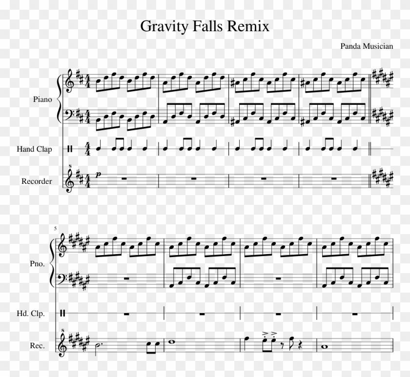 Gravity Falls Remix Sheet Music Composed By Panda Musician Sheet Music Hd Png Download 773x693 2255141 Pngfind