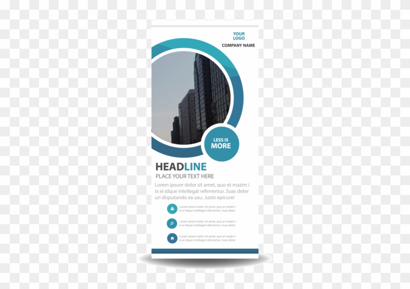 Blue Circle Business Roll Up Banner Flat Design Template