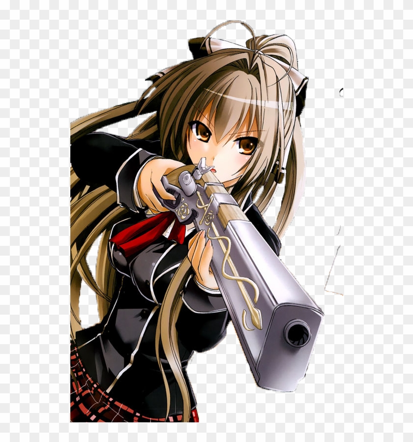 transparent #anime #meow #girl - Anime Badass Girl With Gun, HD Png  Download - 555x833(#2403449) - PngFind