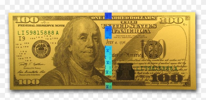 C note. Золотые долларовые купюры