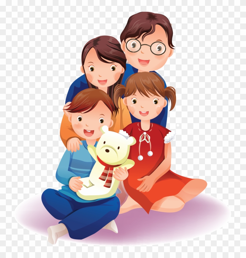 family cartoon of 4