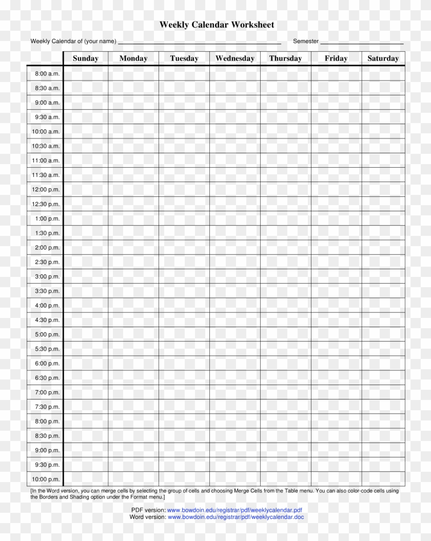printable weekly calendar template free blank pdf weekly planner