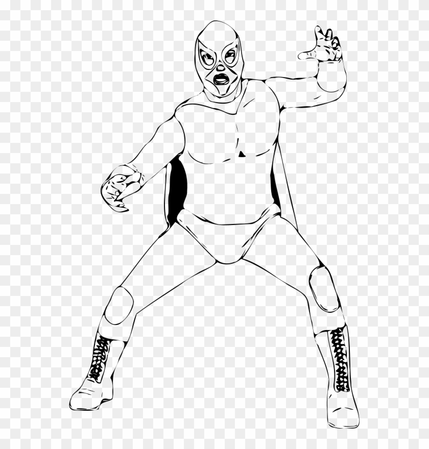 Masked Wrestler - Wrestler Drawing, HD Png Download - 569x800(#2436665