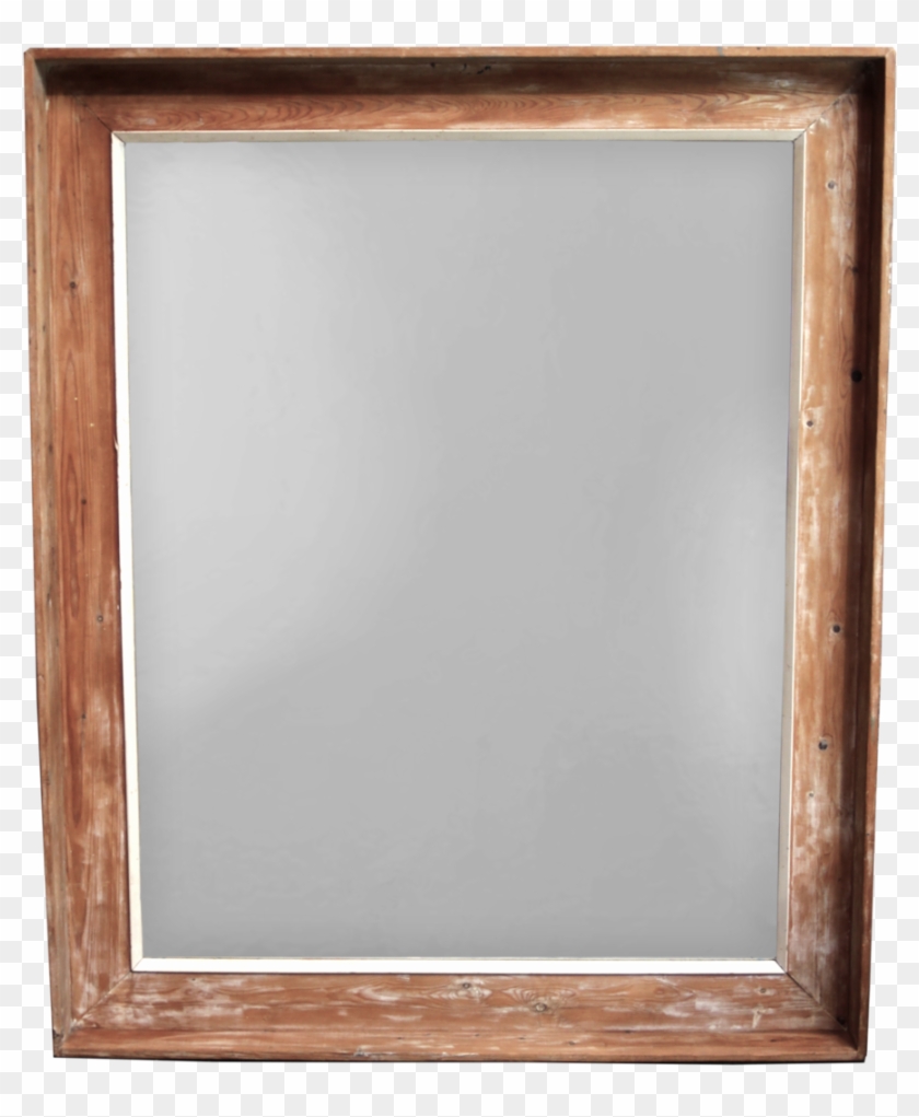 Large Pine Framed Mirror With Traces Of Old Paint Picture