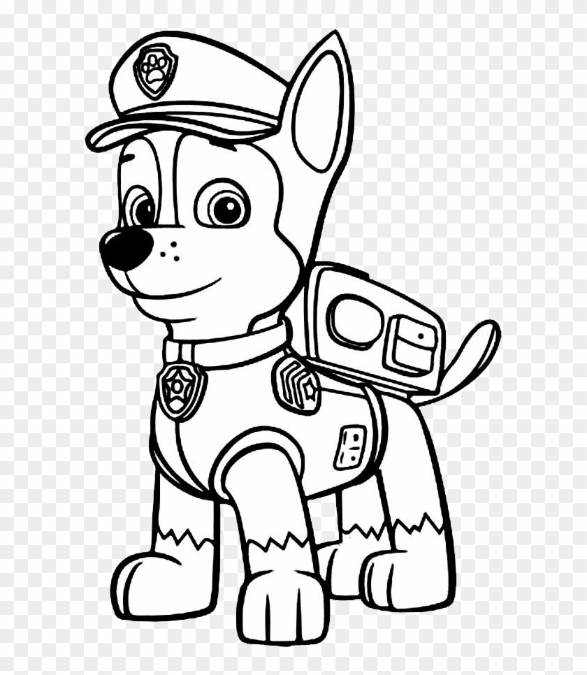 How To Draw Chase Paw Patrol - Patrol Coloring Chase, HD Png Download - 599x886(#2450076) - PngFind