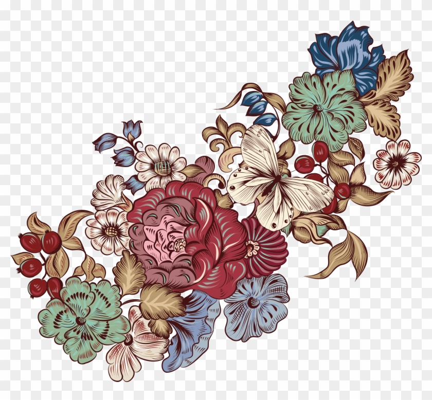 Motif Clip Art Vintage Decorative Flora Petal Vintage Japanese