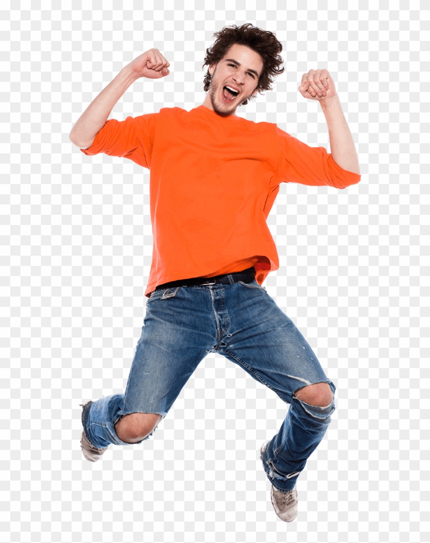 excited man jumping