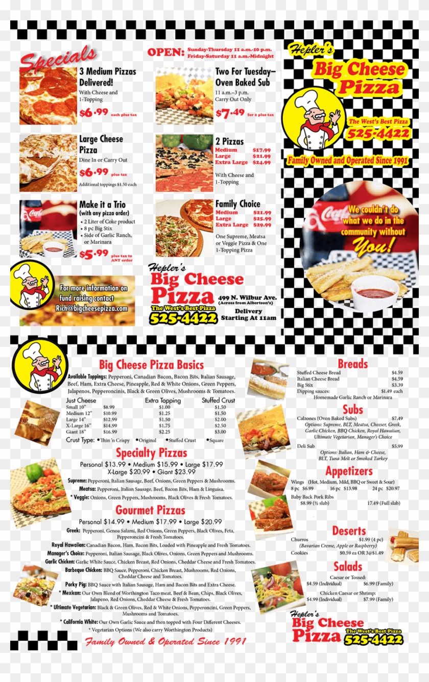 Or Click Here For A Printable/zoomable Version Big Cheese Pizza Walla