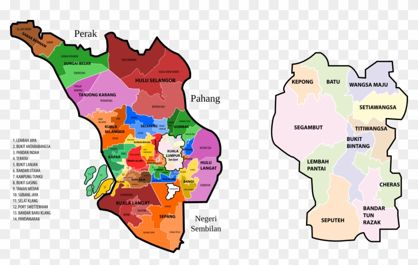 Selangor map by district