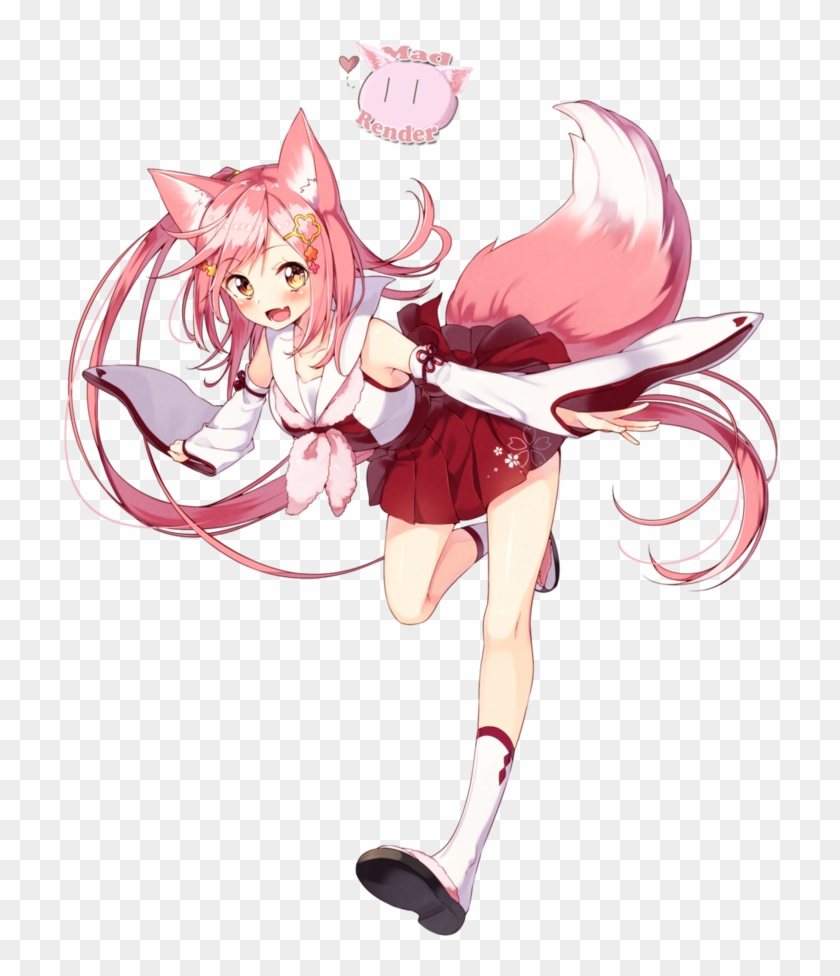 Cute Anime Girl Poses Anime Fox Girl Render Hd Png Download