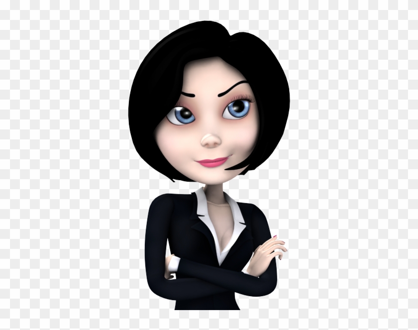 Self Confident 3d Cartoon Woman In Black Suit - Woman In Suit Animated, HD  Png Download - 600x600(#250220) - PngFind