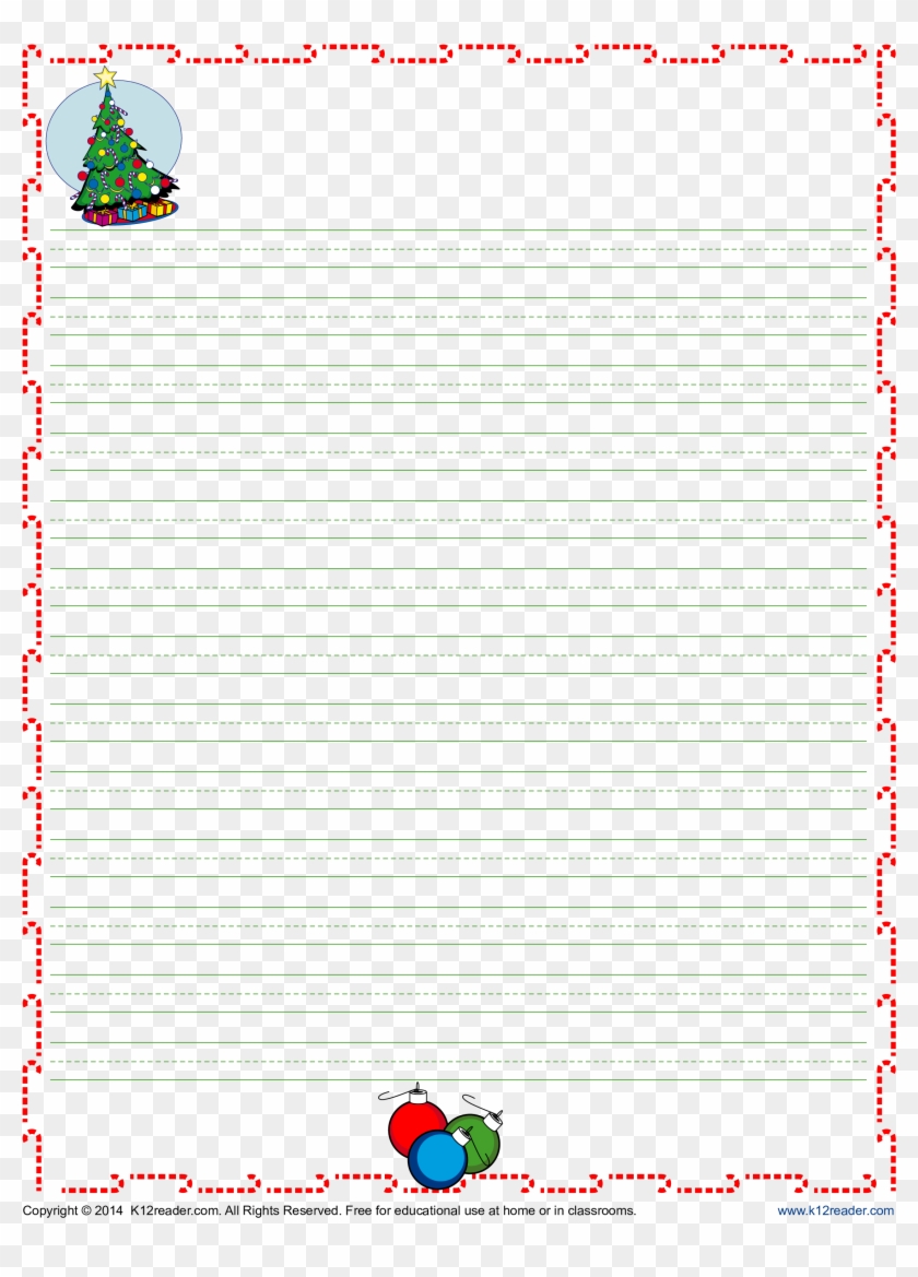 Christmas Lined Writing Paper Template For Kids - Printing And With Regard To Christmas Note Paper Template