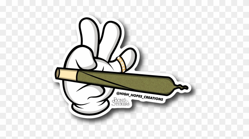 Raw Joint Hand Weed Sticker - Bong Stickers, HD Png Download - 600x600