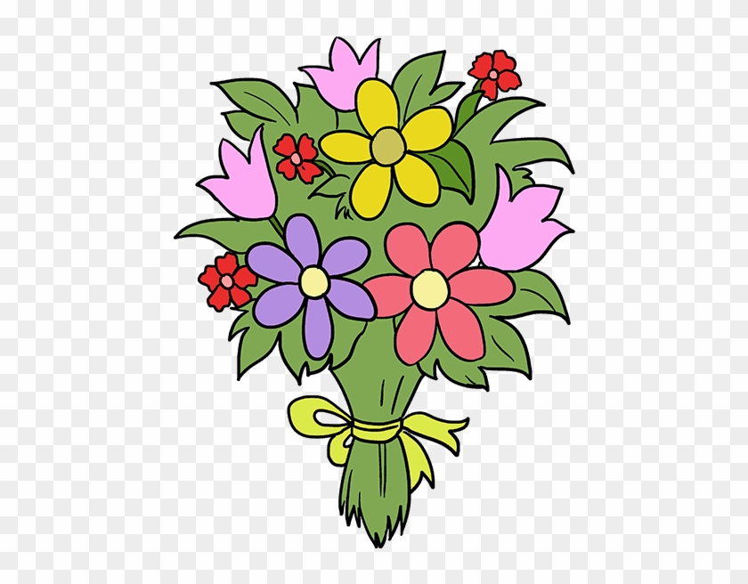How To Draw A Bouquet Of Flowers How To Draw A Flower - Bouquet Of Flowers  Drawing, HD Png Download - 680x678(#2523711) - PngFind