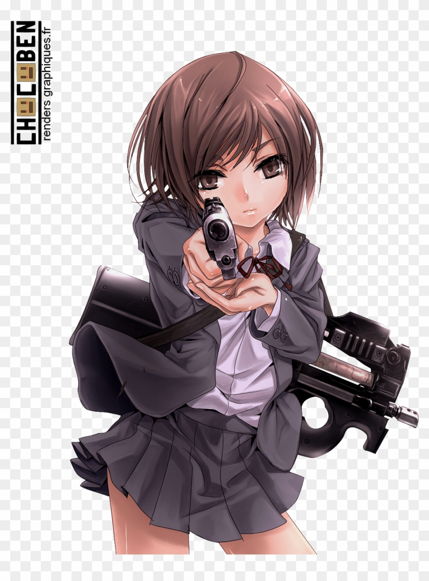 Anime Girl With A Gun , Png Download - Anime Girl Holding Gun, Transparent  Png - 1100x1440(#2524945) - PngFind