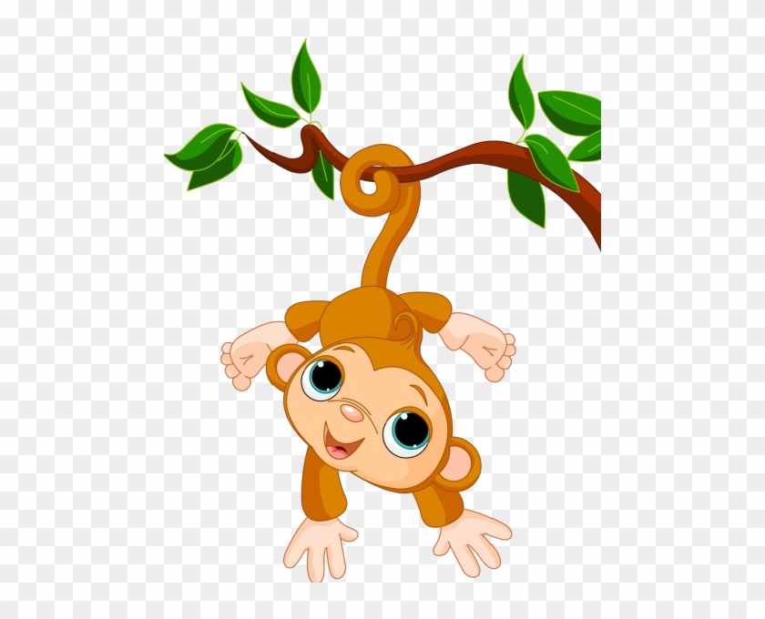 Cute Funny Cartoon Baby Monkey Clip Art Images - Cartoon Monkeys In Trees,  HD Png Download - 600x600(#2545767) - PngFind