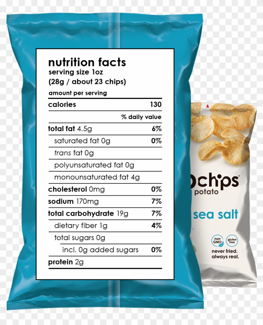 Find hd Nutritional Facts 1oz Bag Of Sea Salt - Pop Chips Nutrition, HD Png...