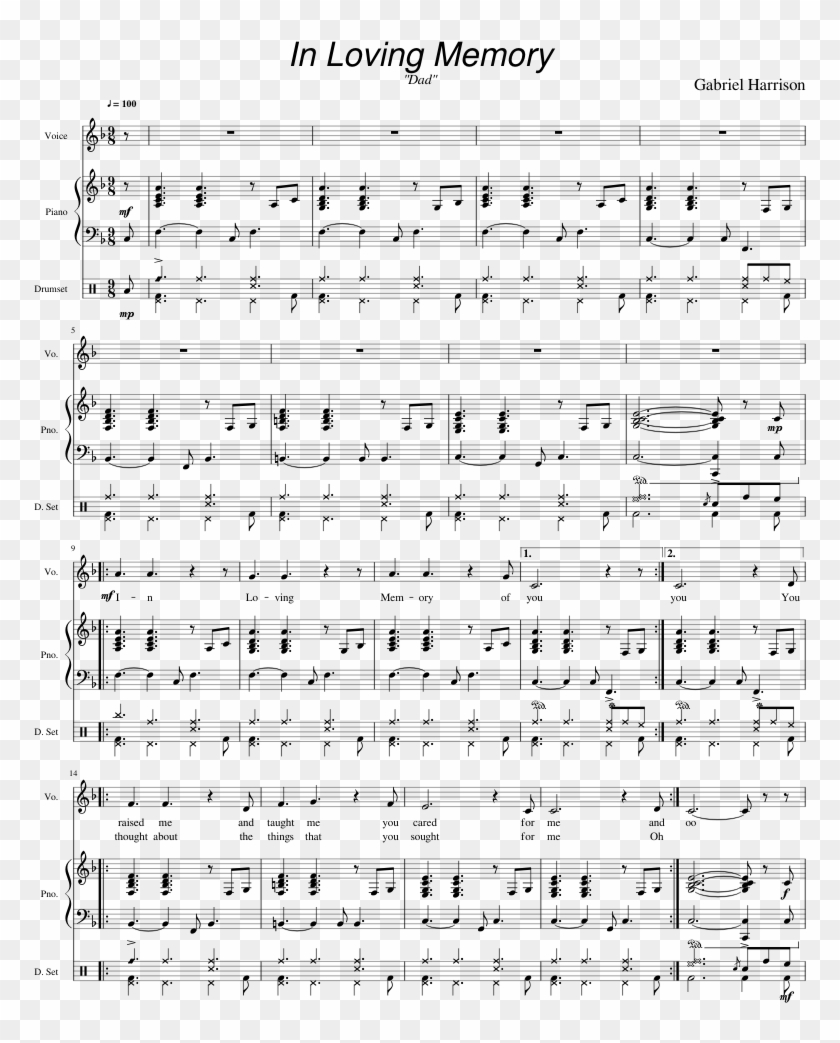 In Loving Memory Sheet Music For Piano Voice Percussion 조금