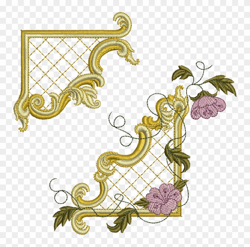 Gilt Frame 1 & Flrs Set - Corner Embroidery Png, Transparent Png