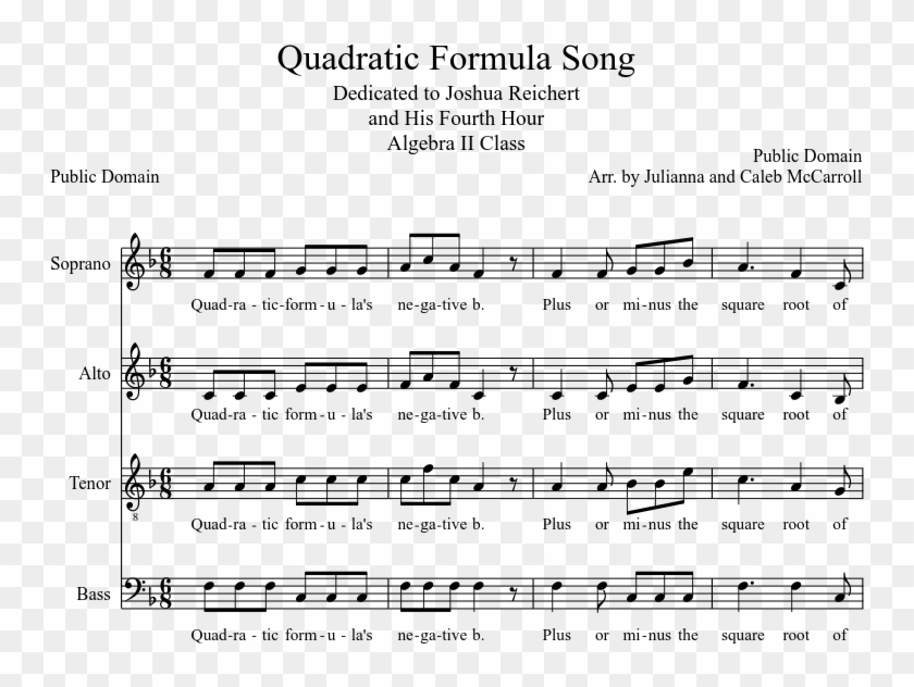 Quadratic Formula Song Transparent Background Quadratic Formula Song Sheet Music Hd Png Download 827x1169 2681254 Pngfind - roblox theme song flute part sheet music for flute