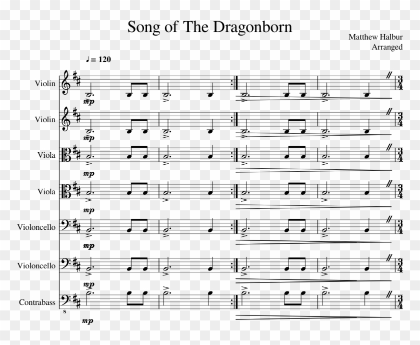 Song Of The Dragonborn Sheet Music Composed By Matthew Scarlet Forest Sheet Music Violin Hd Png Download 850x1100 2693054 Pngfind - roblox theme song sheet music for french horn guitar bass