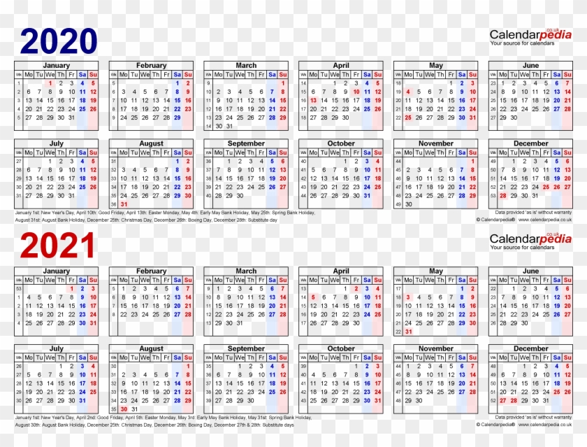 Work Weeks Calendar 2020 Exam Calendar