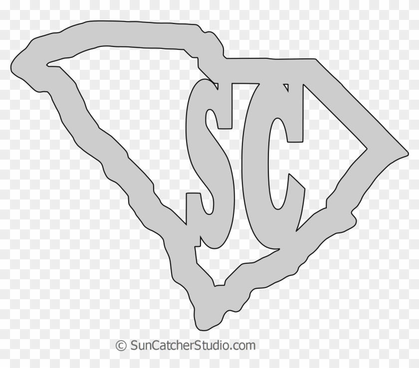Sc Line Drawings South Carolina Map Shape Text, Outline Scalable Vector - Line Art, HD ...