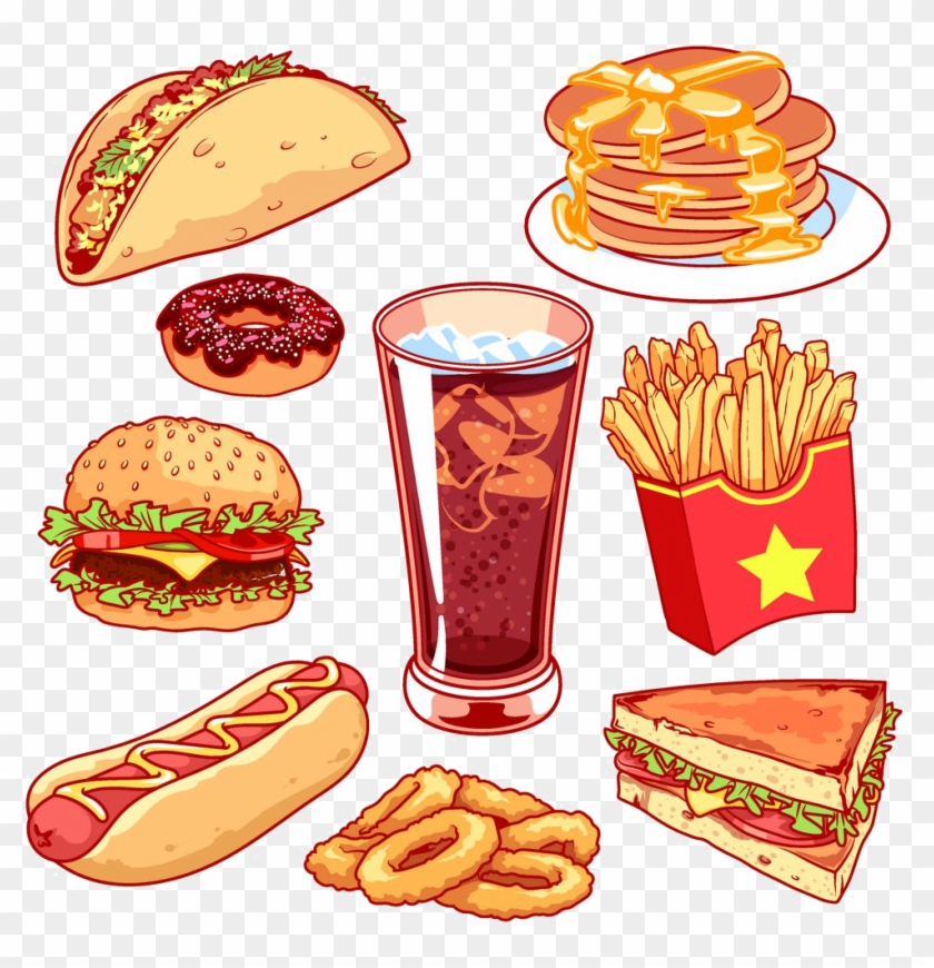 Clip Art Library Download Hamburger Fast Food Junk - Junk Food Cartoon Png,  Transparent Png - 977x966(#2742491) - PngFind