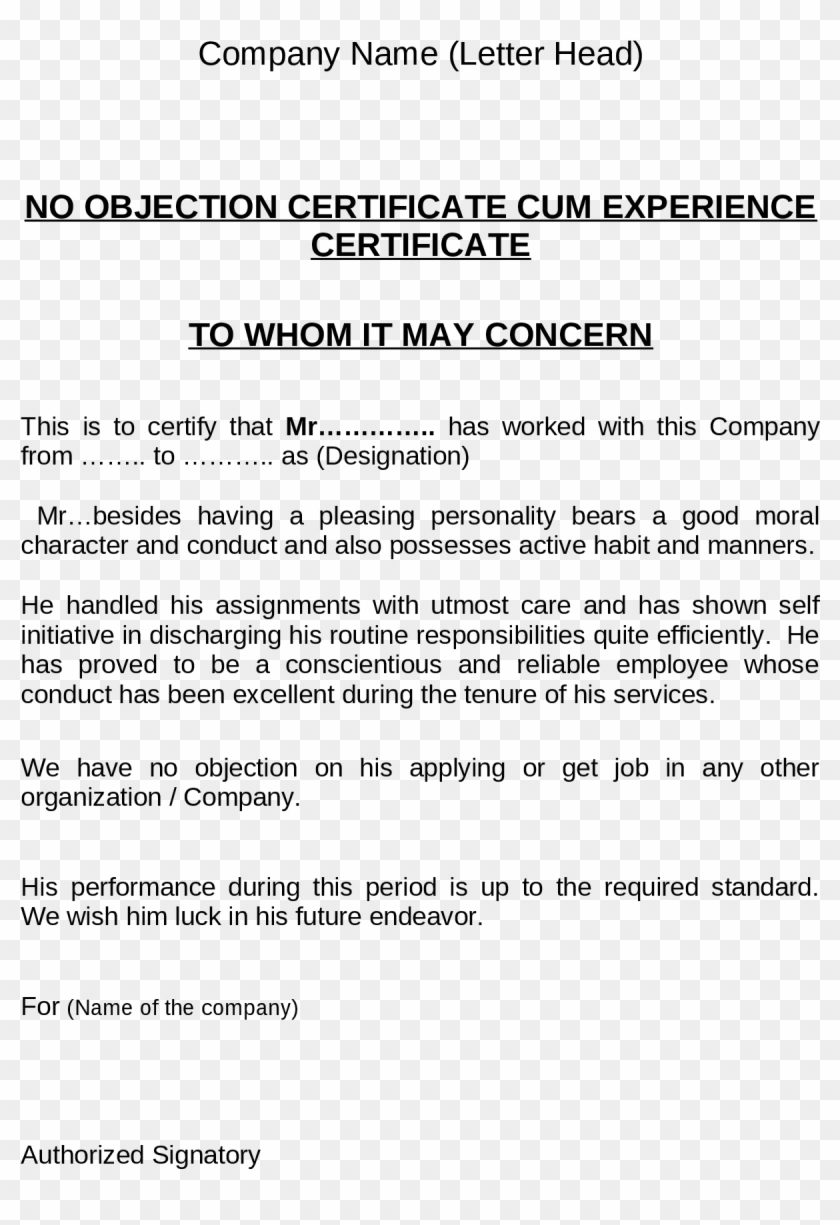 How To Make Employment Certificate Happywinner Co Of No Objection Certificate For Job Hd Png Download 1700x2200 2744115 Pngfind