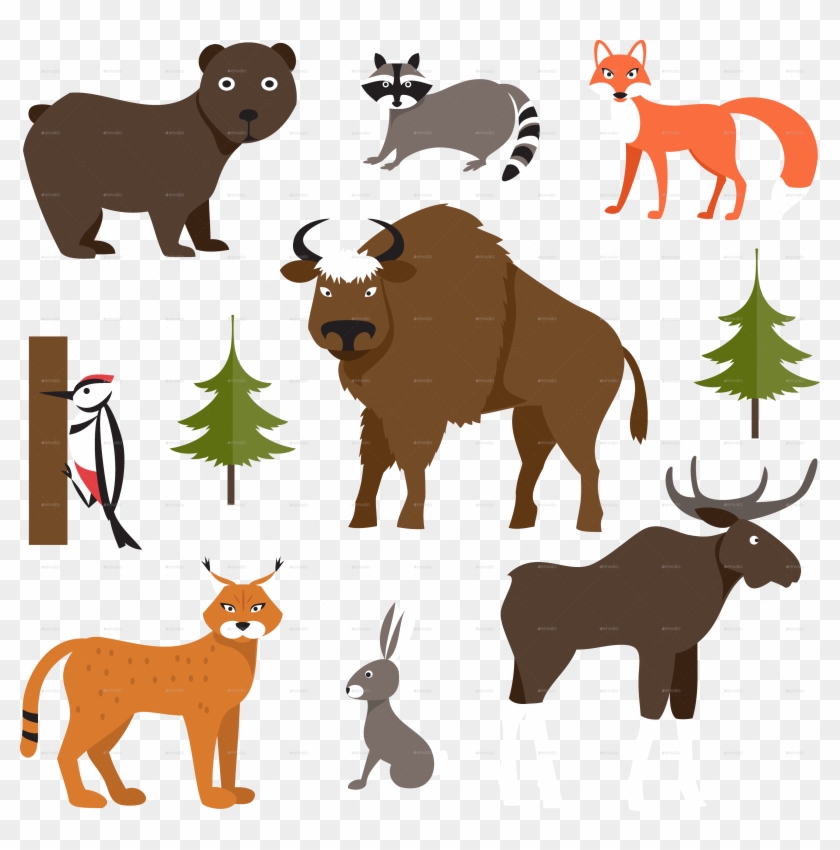 Clipart Free Vector River Cartoon Forest - Forest With Animals Png,  Transparent Png - 3868x3732(#2756827) - PngFind
