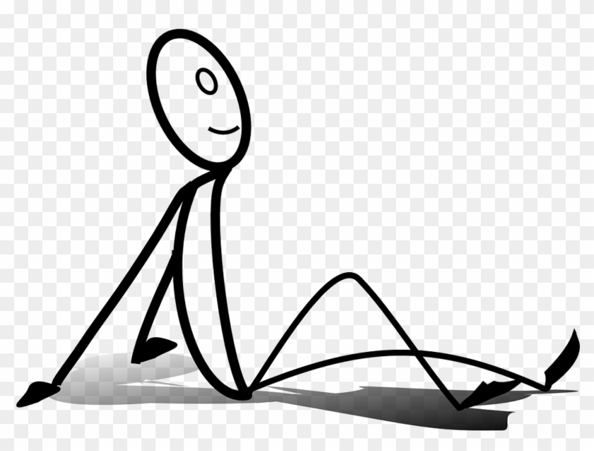 Stickman Sit Relax Watch Smile Png Image - Stick Figures Sitting Down