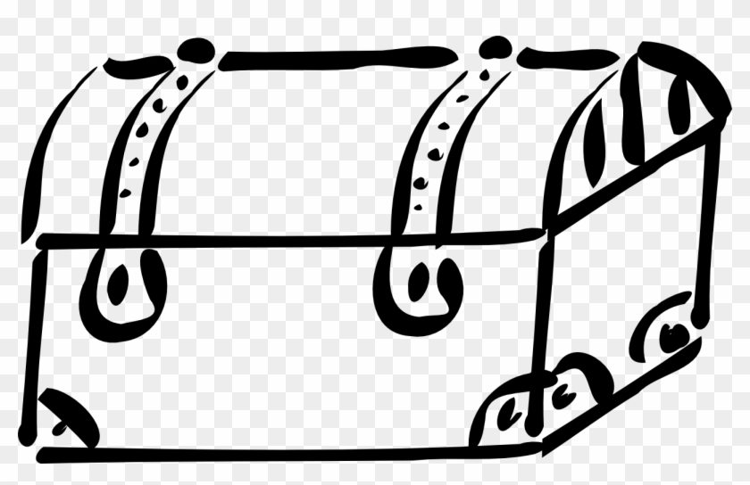 Раскраска сундук для детей распечатать Trunk 20clipart - Trunk Clip Art Black And White, HD Png Download - 1331x799(#27