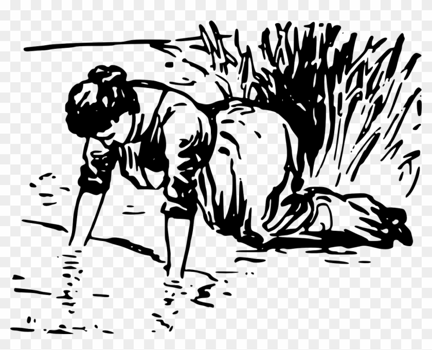 Woman Stream Water Plants Grass Png Image Stream Water Clipart Black