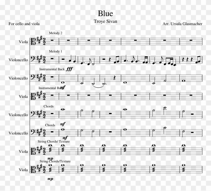 Blue Troye Sivan Sheet Music For Viola Cello Download Sheet