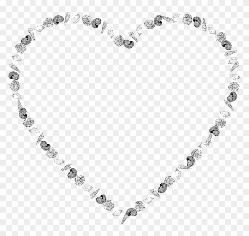 Shell Heart Transparent Background Clip Art Transparent Heart Shells Medium Image Png - Black And White ...