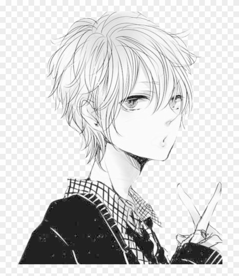 A black and white anime boy aesthetic
