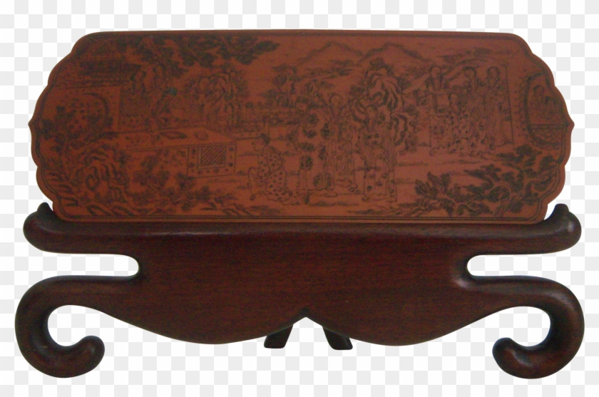Antique Chinese Engraved Wood Plaque Bench Hd Png Download