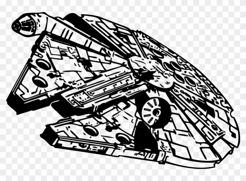 Millennium Falcon Star Wars Stencil Clip Art - Black And White Star